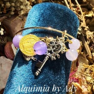 Alquimia Gold Bracelet with Purple jade  Charms